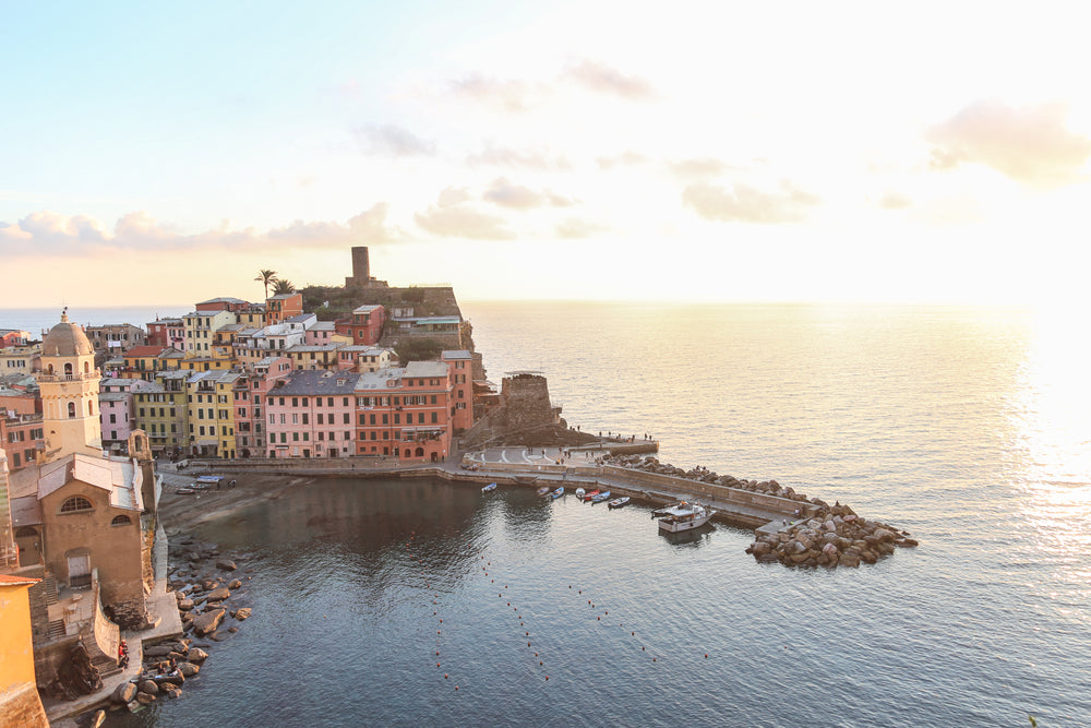 boats dock in the harbor at vernazza italy