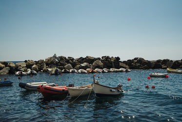 boats in a rocky cove