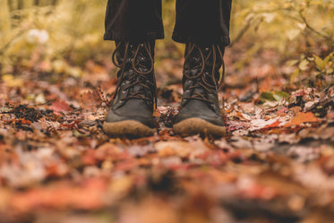 boots in autumn leaves