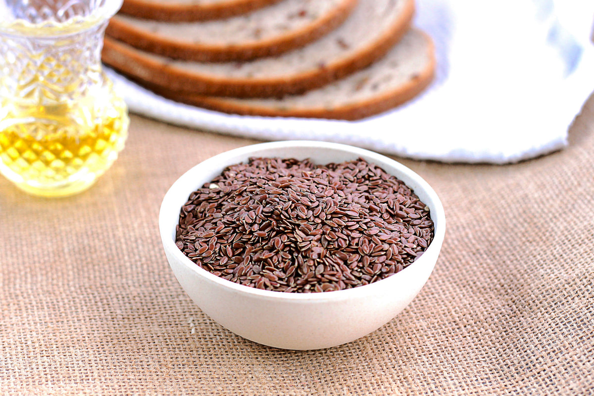 bowl of flax seeds