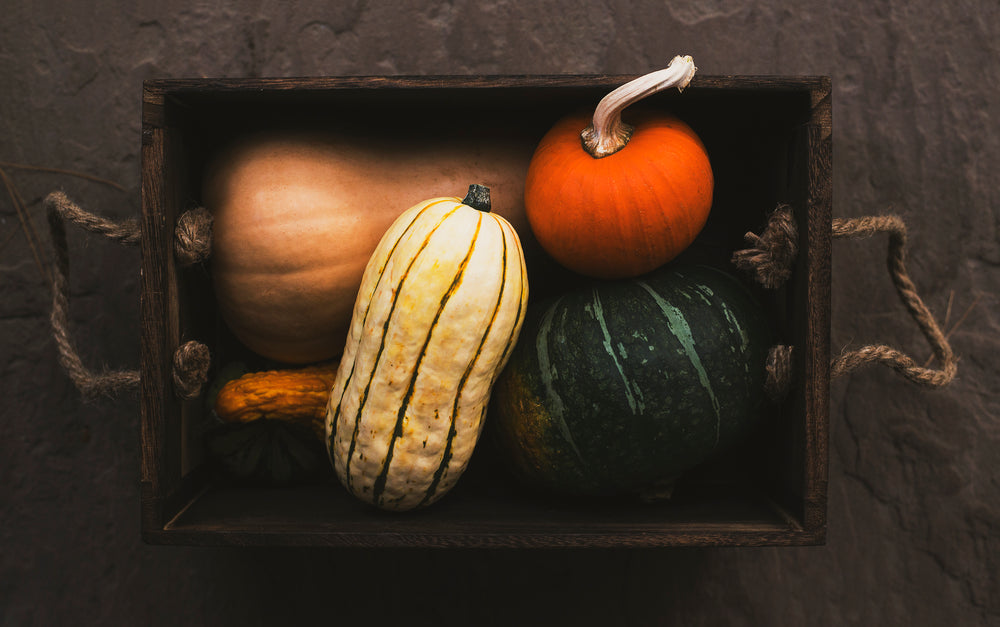 box of harvest vegetables