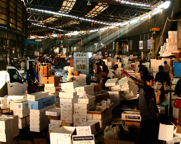 box piles in japanese market