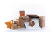 boxes and packages arranged on background