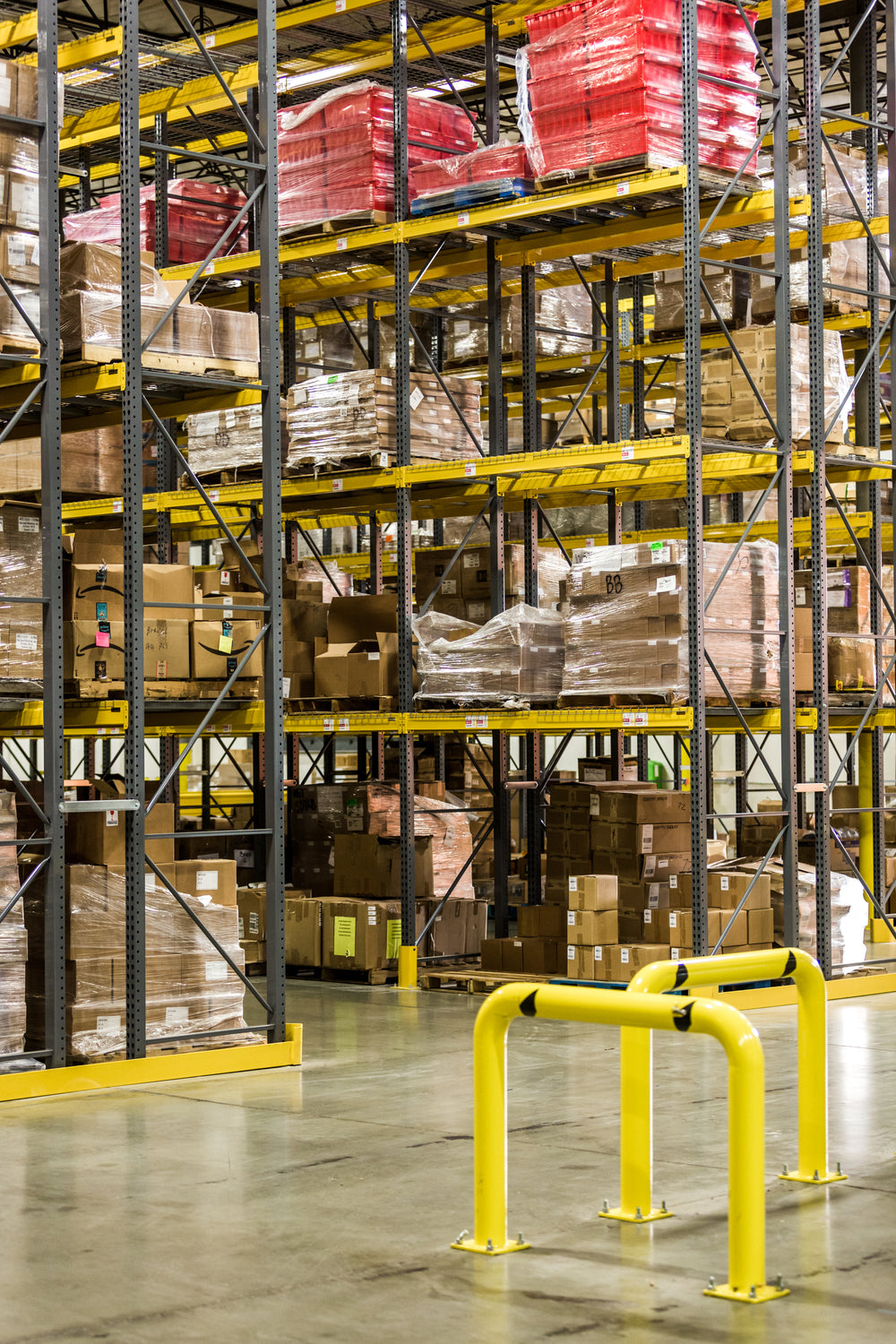 boxes shelves in warehouse