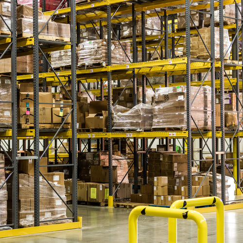 Boxes Shelves In Warehouse