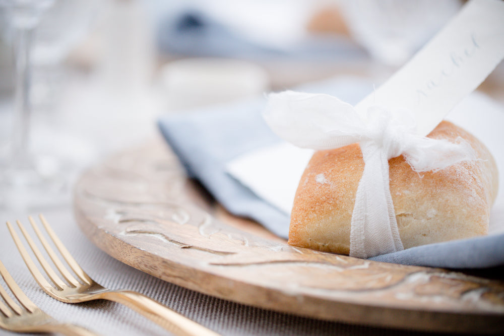 bread roll tied up in a bow