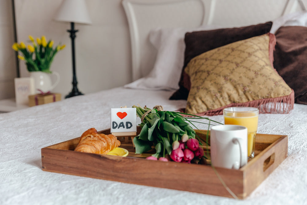 breakfast on tray for fathers day