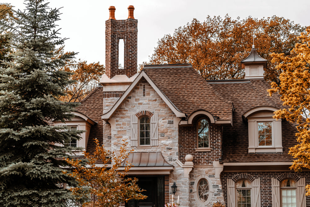 brick stone mansion exterior