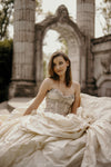 bridal model in flowing dress