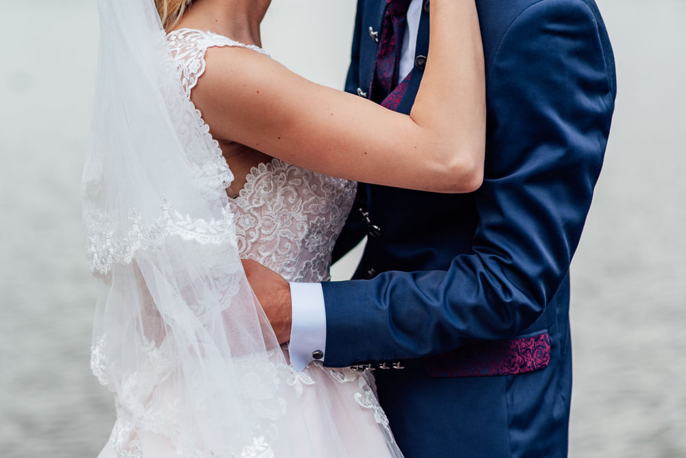 bride and groom taking a moment