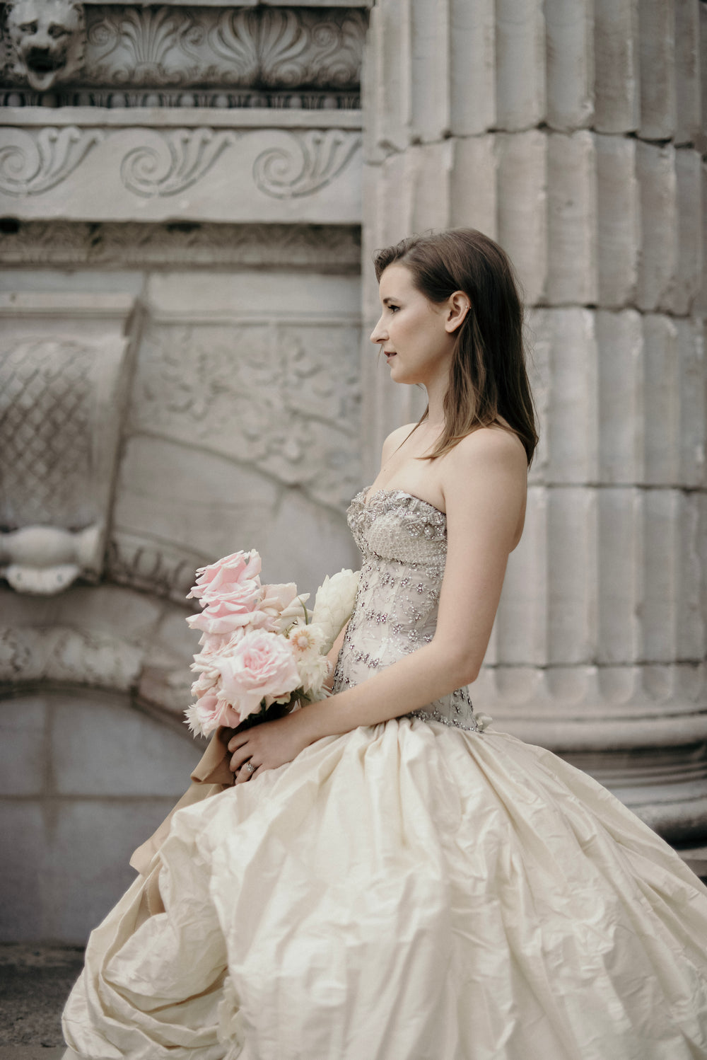 bride walks down wedding aisle