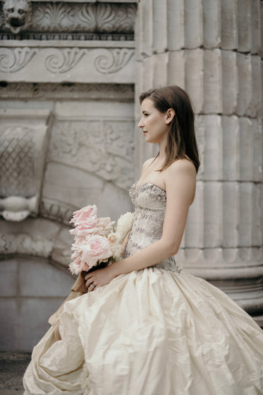 bride walks down wedding aisle