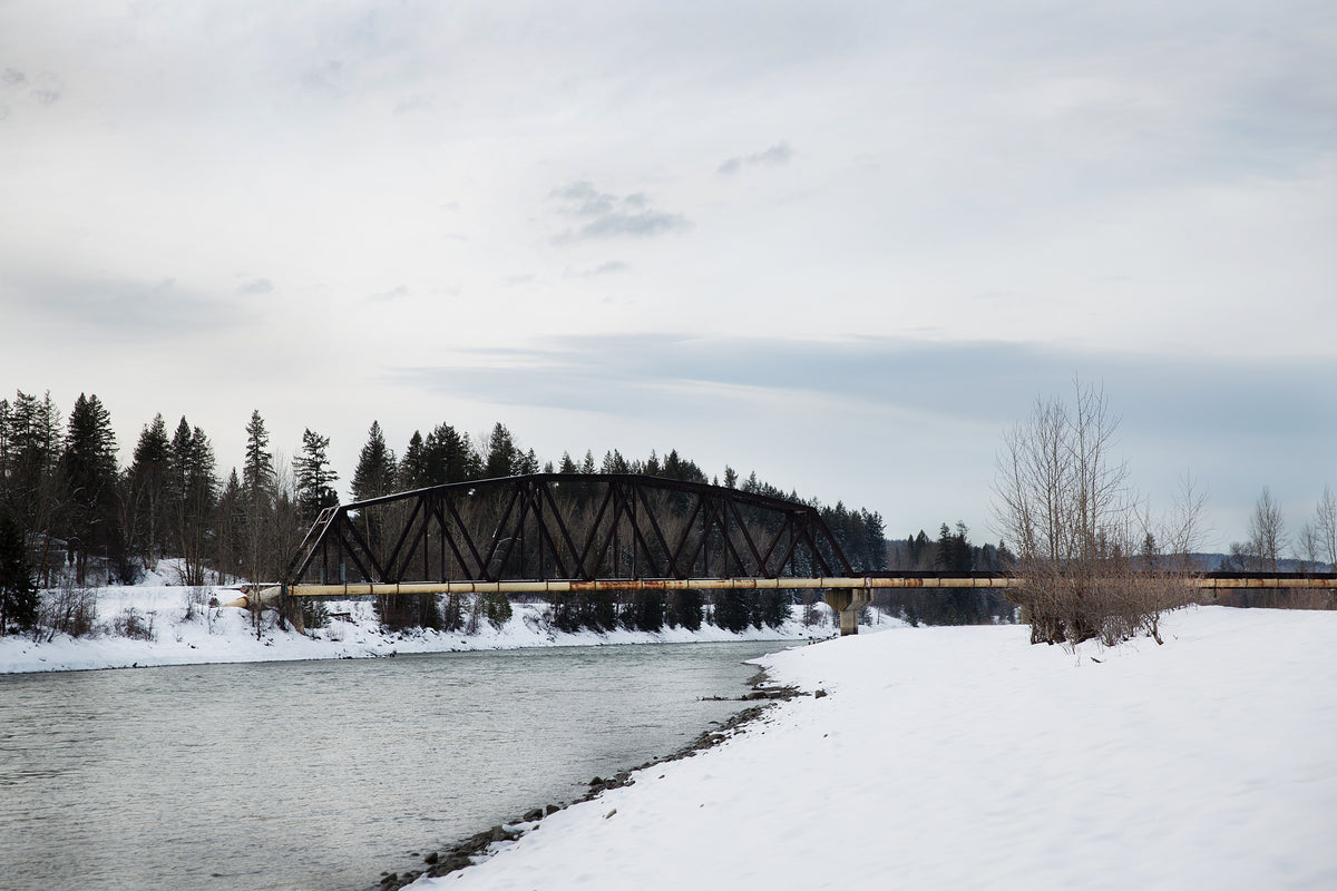 bridge over snowy waters