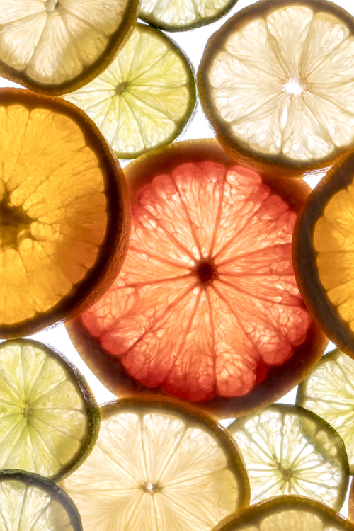 bright light through citrus slices