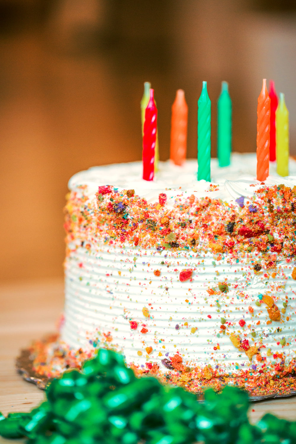 brightly iced cake