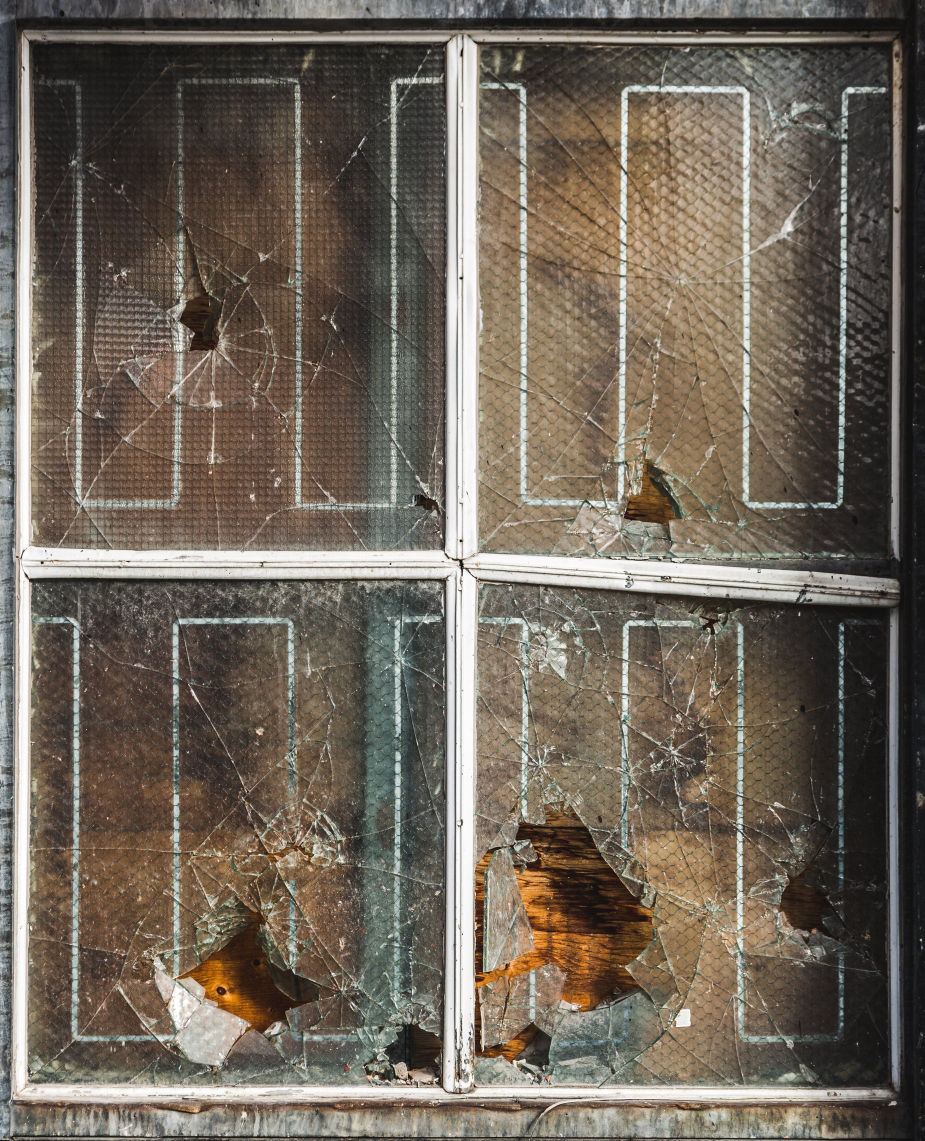 Burst Window Browse Free HD Images of Broken Shards Of Glass Hanging In A Boarded Up ...