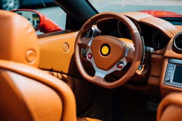 brown leather car interior