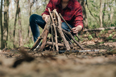 building a camp fire