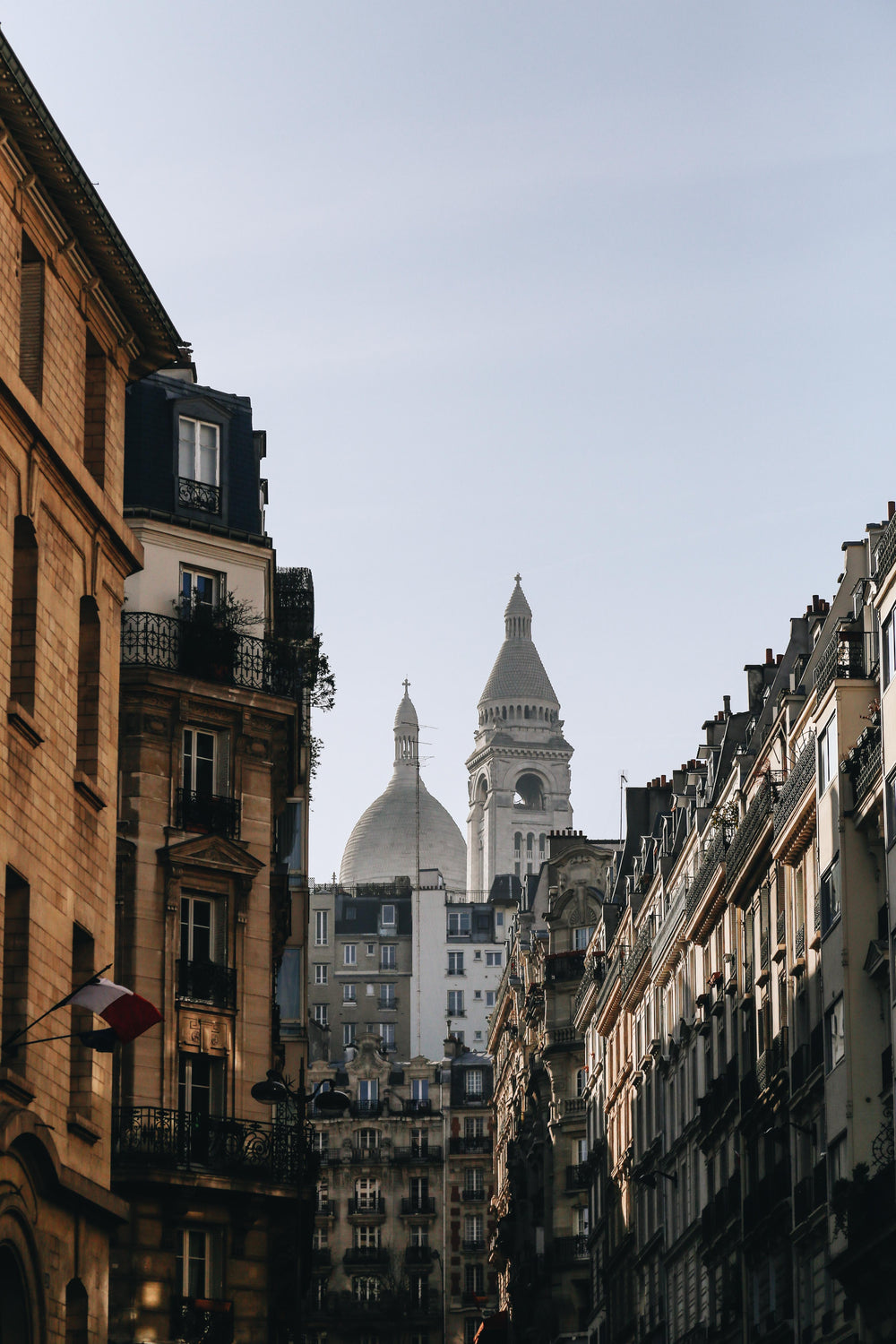 building peaks over apartment balconies