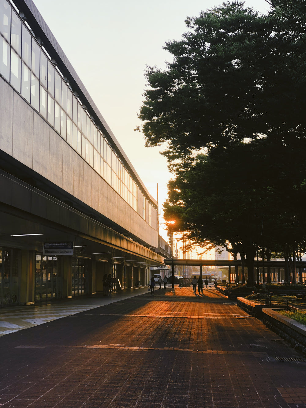 bus terminal in early morning light