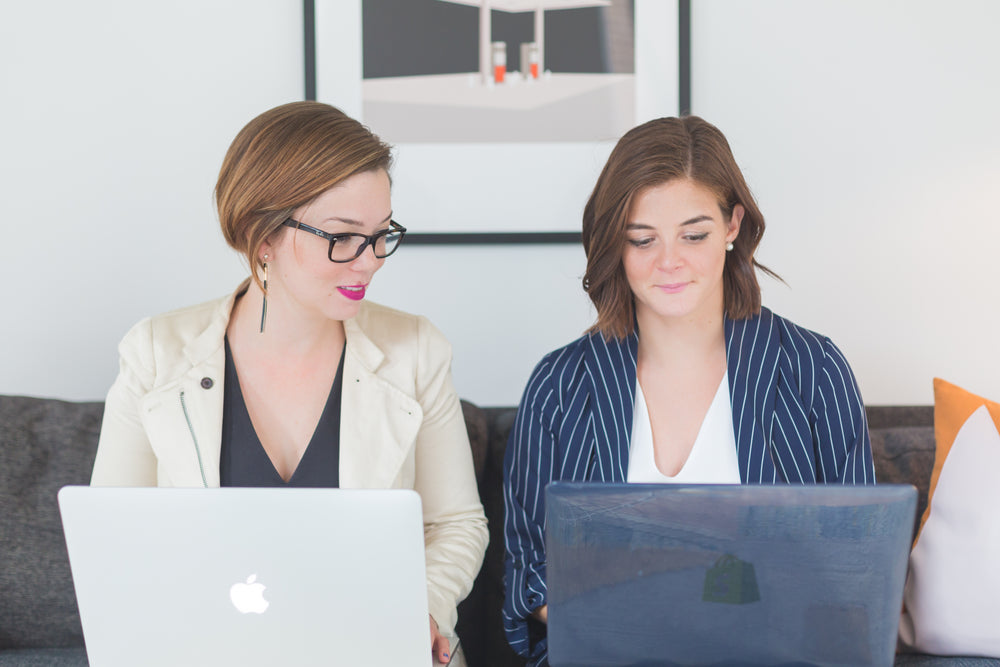 businesswoman meet with laptops