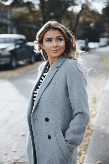 business woman walking in autumn