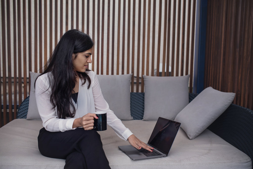 businesswoman in casual workspace