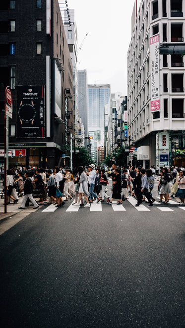 busy crossing in japanese side street