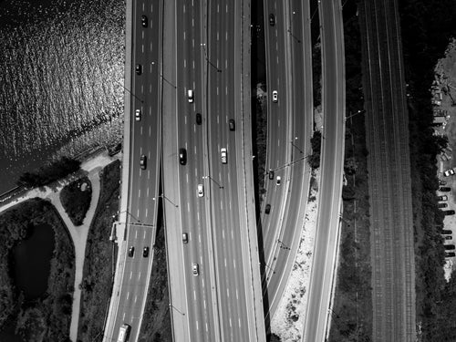 busy highway aerial