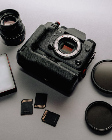 camera lens and memory cards