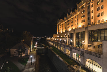 canal locks at night