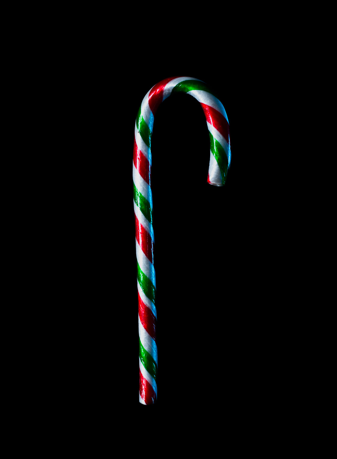 candy cane on black