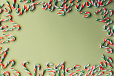 candy canes on green