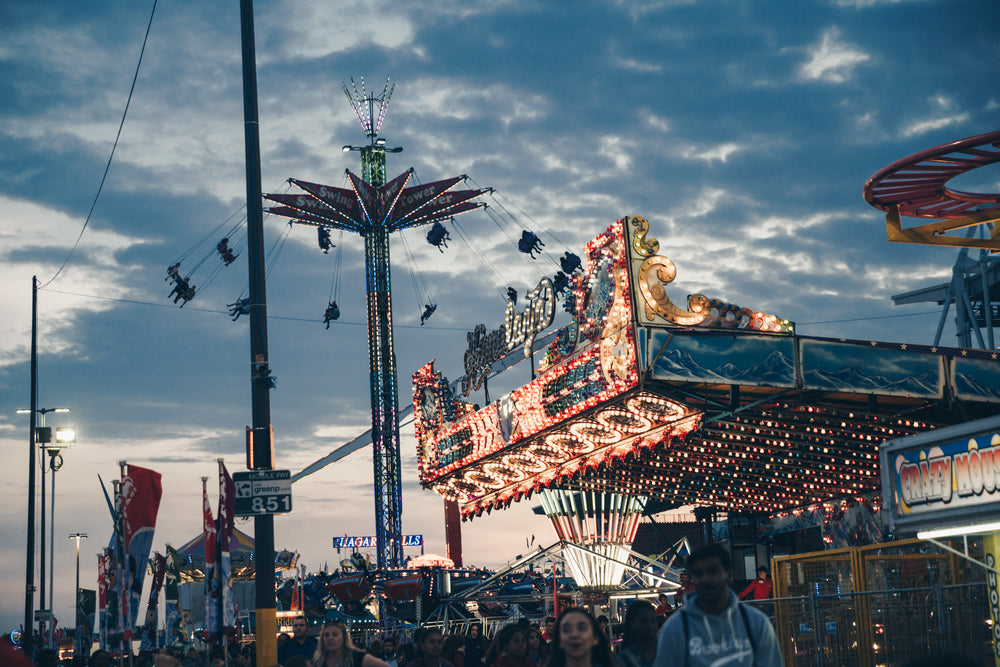 carnival lights at dusk