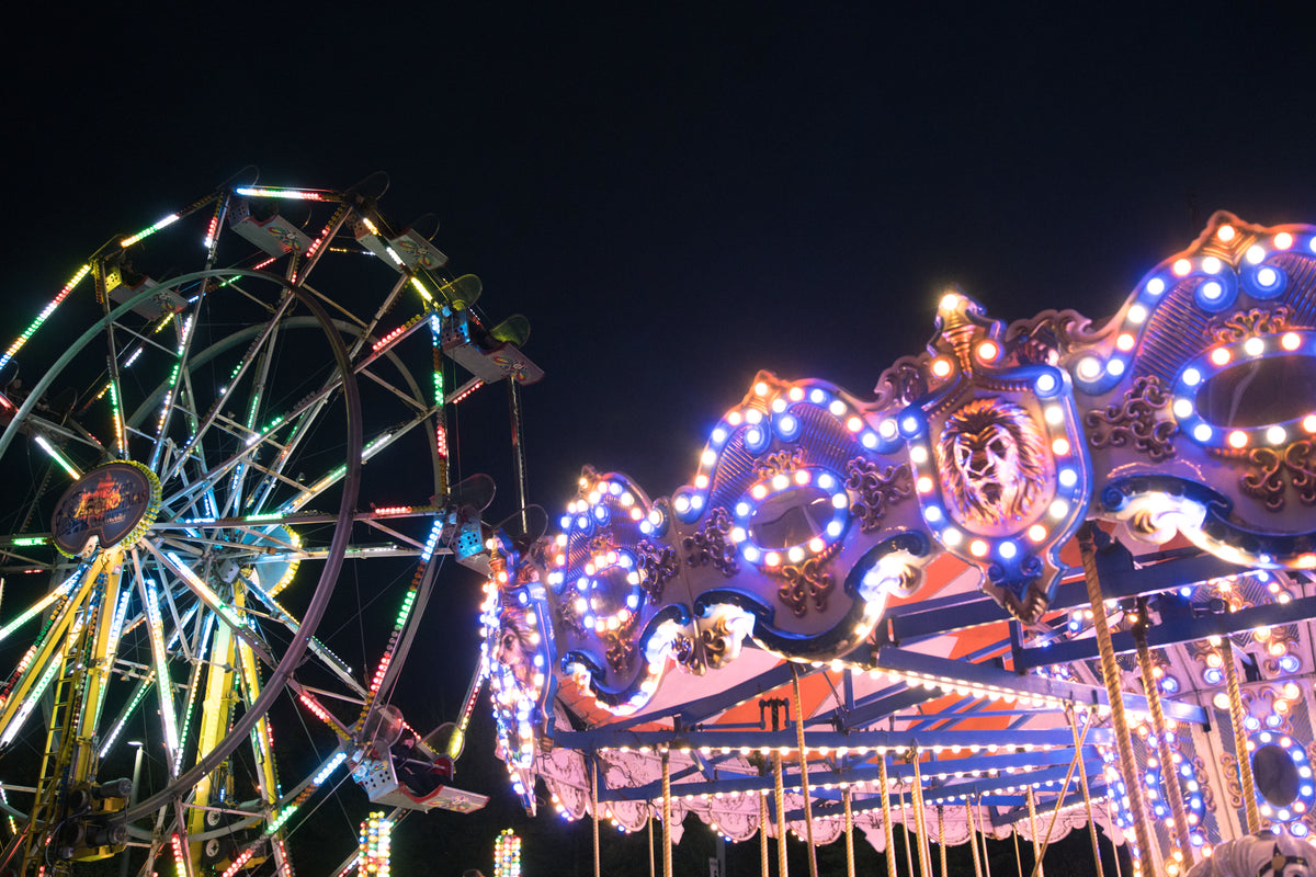 carnival ride lights at night