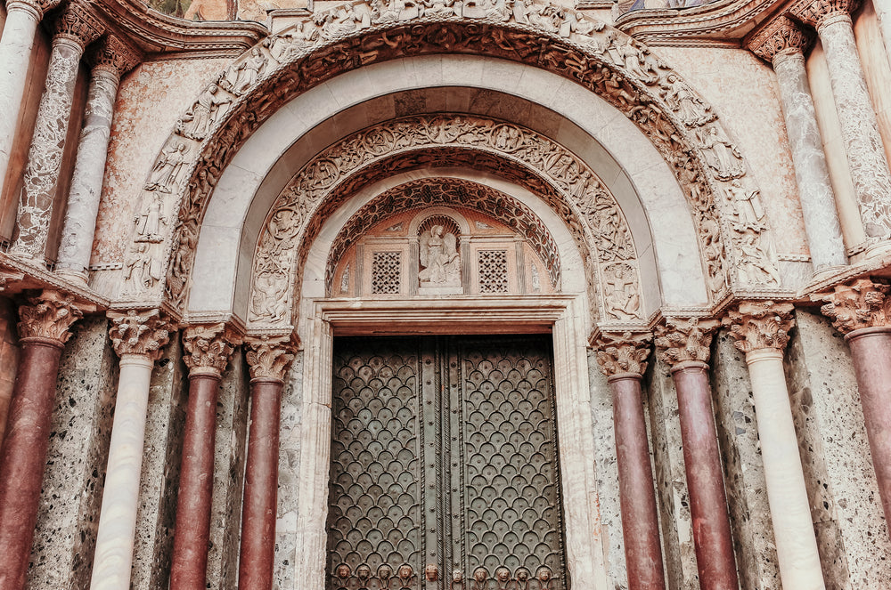 carved marble arched doorway