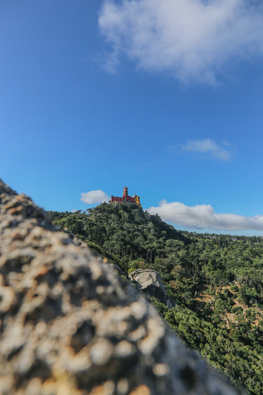 castle on the hill of green