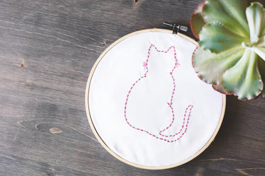 cat shape stitched with embroidery thread
