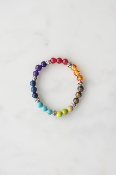 chakra bracelet on marble