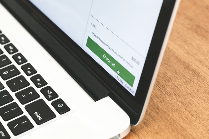 Checkout button on a laptop screen