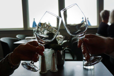 cheers with restaurant glassware