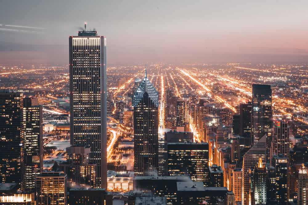 chicago city lights at night