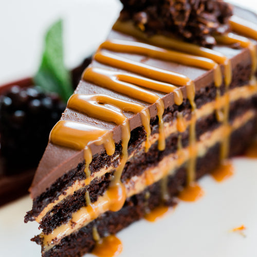 Chocolate Cake With Toffee Sauced Drizzled Over