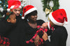 christmas family in santa hats
