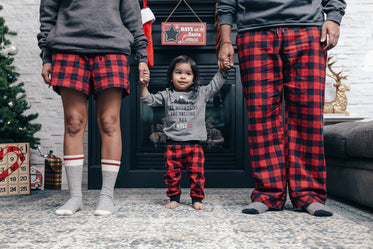 retrato de família na manhã de natal