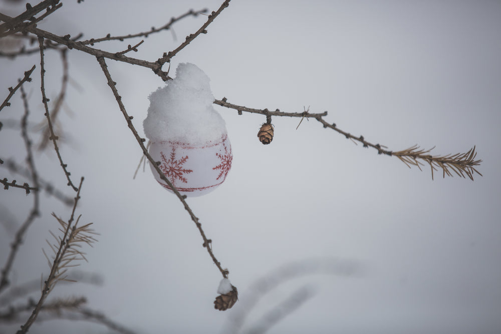 christmas ornament in snow