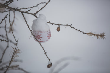 christmas ornament in snow