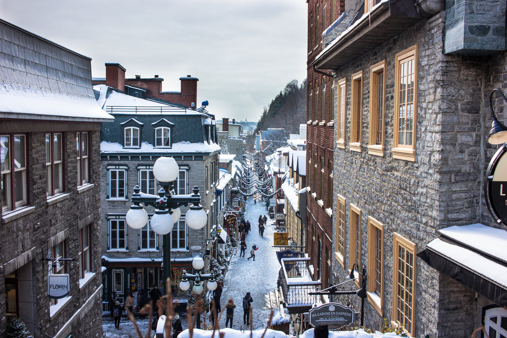 christmas street in the snow