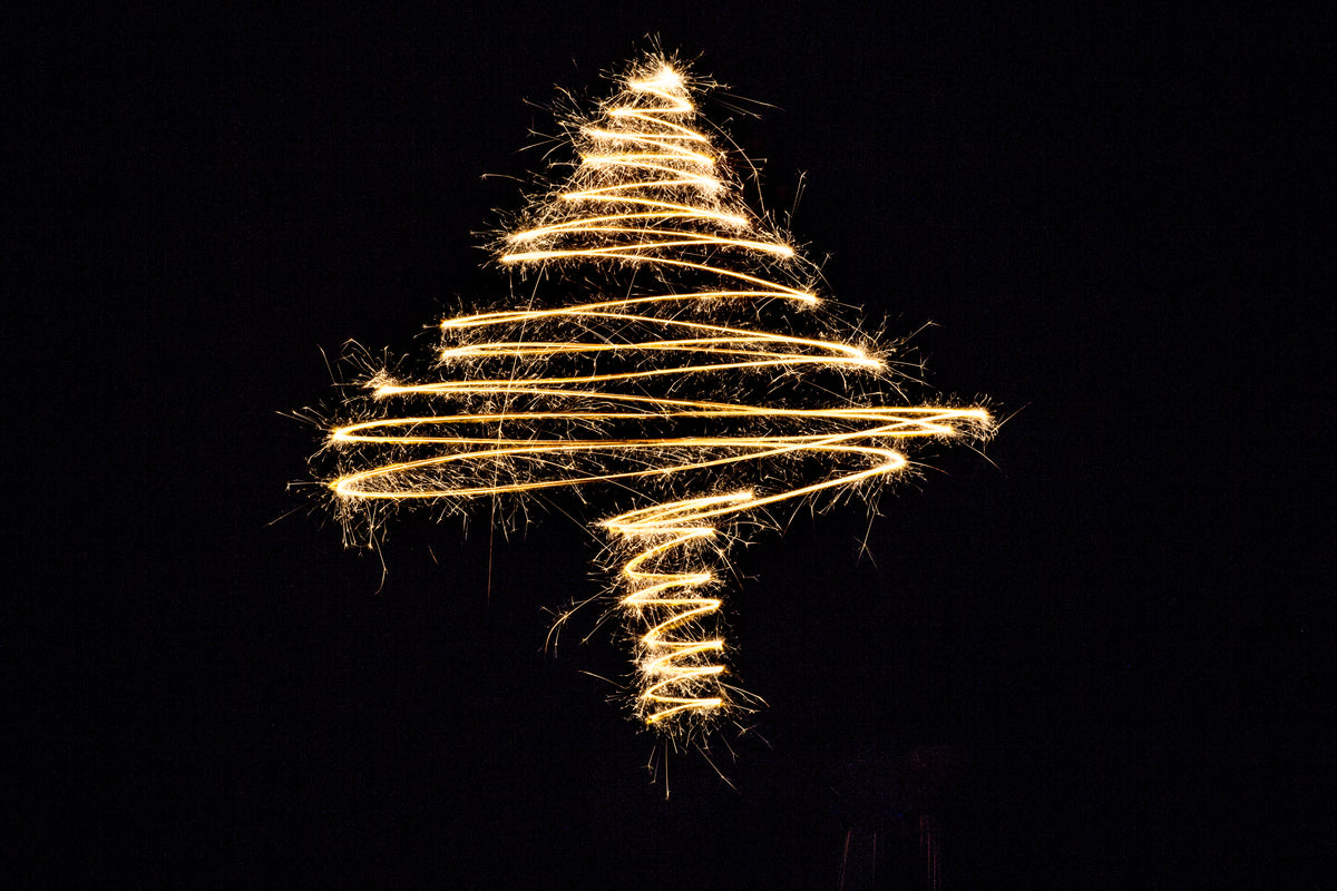 christmas tree drawn in lights