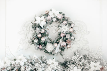 christmas wreath with pink